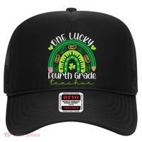 One Lucky 4th Grade Teacher Rainbow St Patrick Day Hat thumb 0
