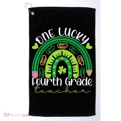 One Lucky 4th Grade Teacher Rainbow St Patrick Day Golf Towel
