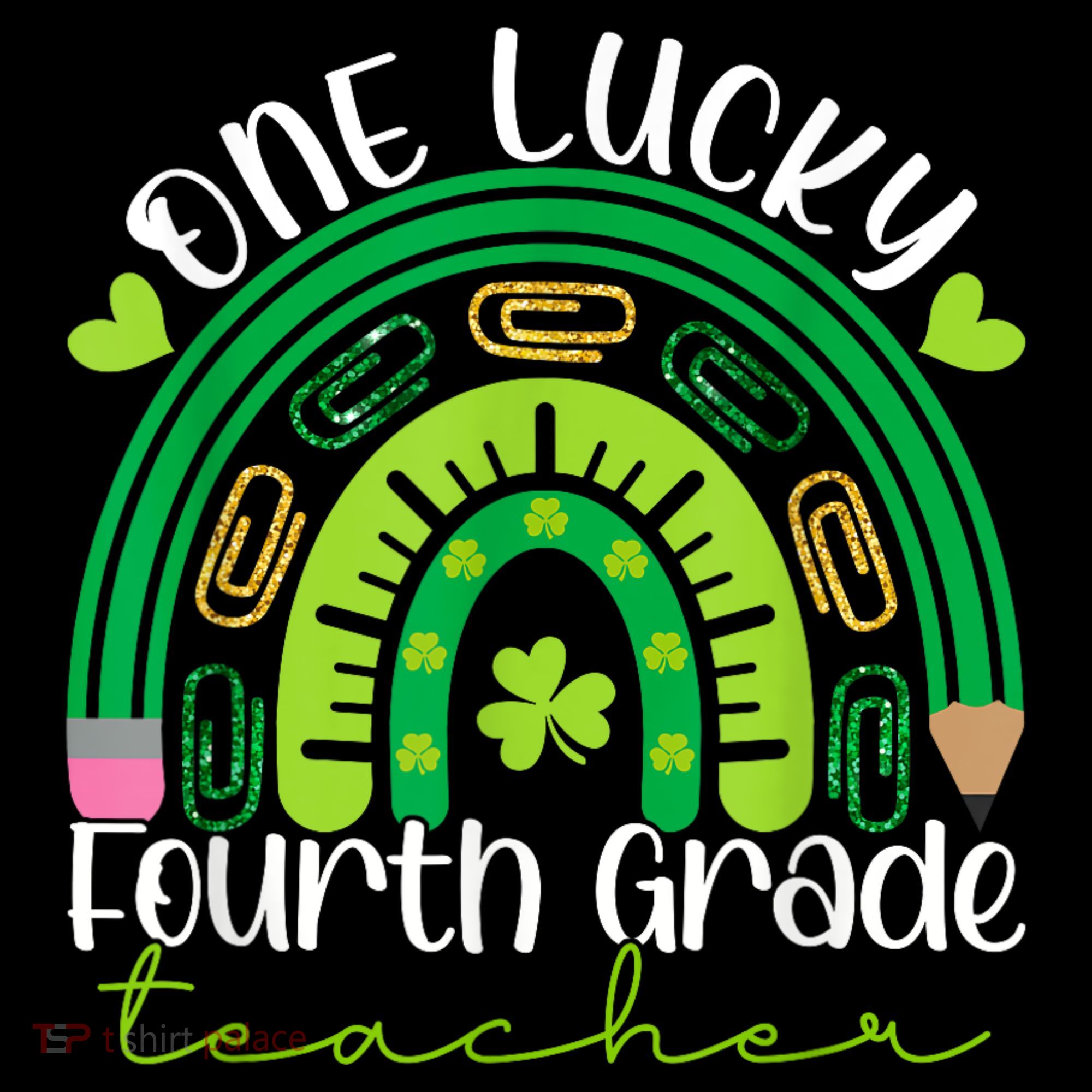 One Lucky 4th Grade Teacher Rainbow St Patrick Day Visor