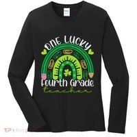 One Lucky 4th Grade Teacher Rainbow St Patrick Day Women's Long Sleeve Shirt thumb 0