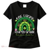 One Lucky 4th Grade Teacher Rainbow St Patrick Day Women's T-Shirt thumb 0