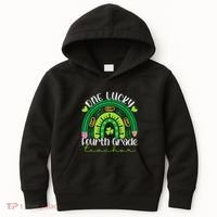 One Lucky 4th Grade Teacher Rainbow St Patrick Day Kids Hoodie thumb 0