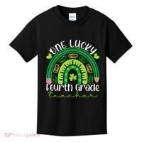 One Lucky 4th Grade Teacher Rainbow St Patrick Day Kids T-Shirt thumb 0