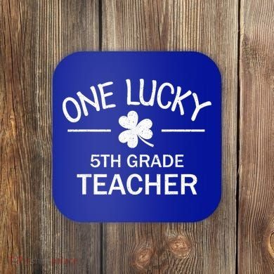 One Lucky 5th Grade Teacher Matching St Patricks Day Gift Coaster