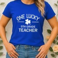 One Lucky 5th Grade Teacher Matching St Patricks Day Gift Women's T-Shirt thumb 2