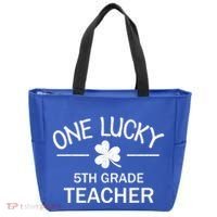 One Lucky 5th Grade Teacher Matching St Patricks Day Gift Tote Bag thumb 0
