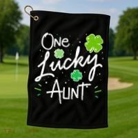 One Lucky Aunt St Patrick's Day Golf Towel thumb 1