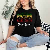 One Love Boombox Musicbox Rasta Reggae Music Rastafari Roots Comfort Colors T-Shirt thumb 2