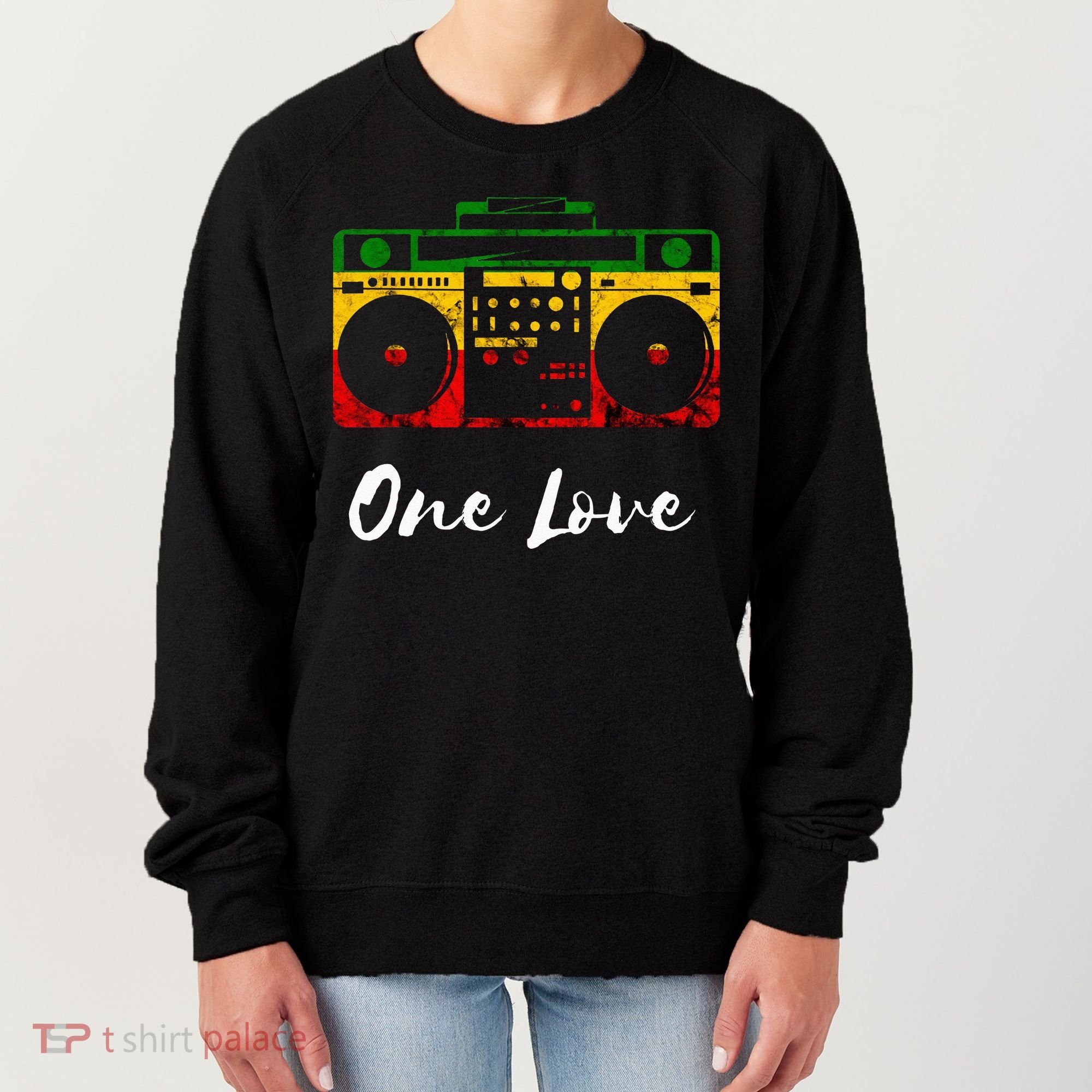 One Love Boombox Musicbox Rasta Reggae Music Rastafari Roots Women's Sweatshirt