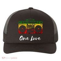 One Love Boombox Musicbox Rasta Reggae Music Rastafari Roots Yupoong Adult 5-Panel Trucker Hat thumb 0