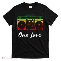 One Love Boombox Musicbox Rasta Reggae Music Rastafari Roots T-Shirt thumb 0
