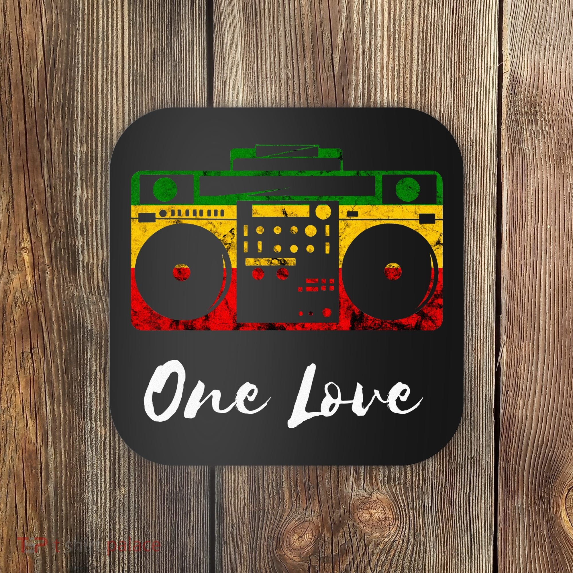 One Love Boombox Musicbox Rasta Reggae Music Rastafari Roots Coaster