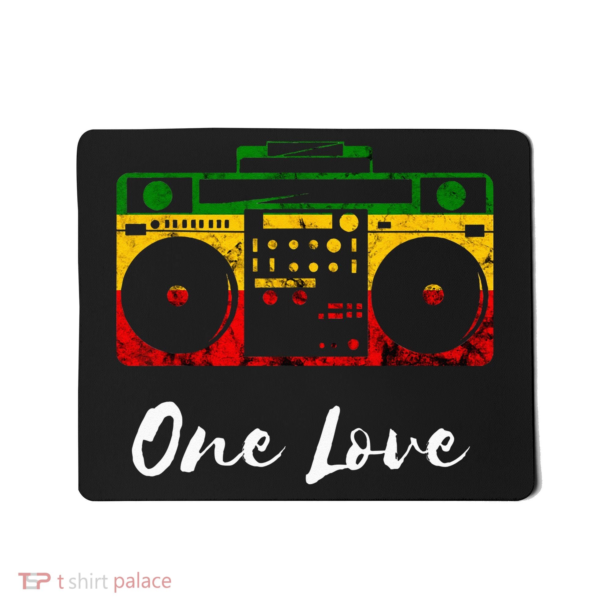 One Love Boombox Musicbox Rasta Reggae Music Rastafari Roots Mousepad