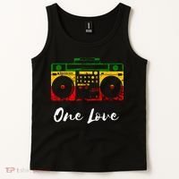One Love Boombox Musicbox Rasta Reggae Music Rastafari Roots Tank Top thumb 2