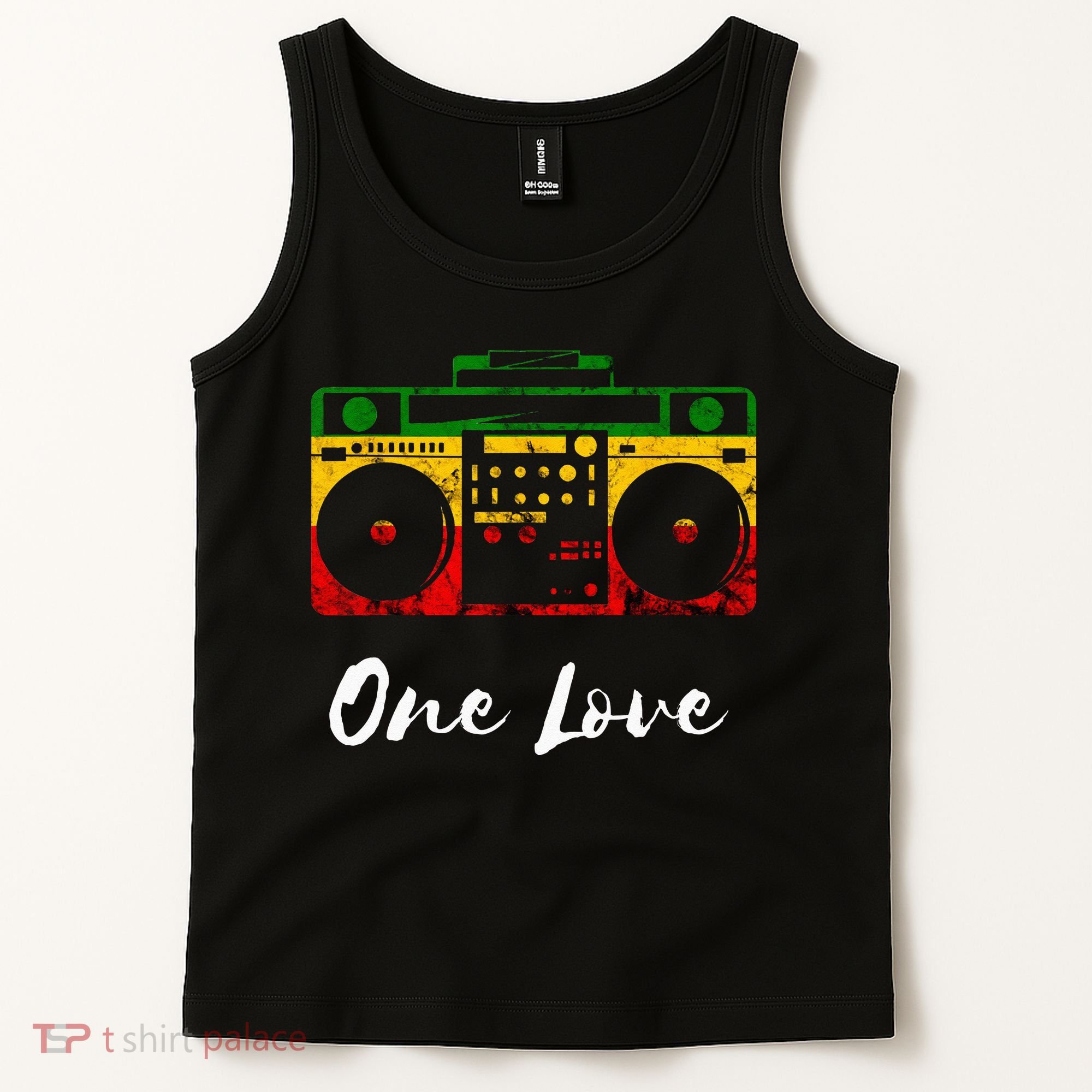 One Love Boombox Musicbox Rasta Reggae Music Rastafari Roots Tank Top