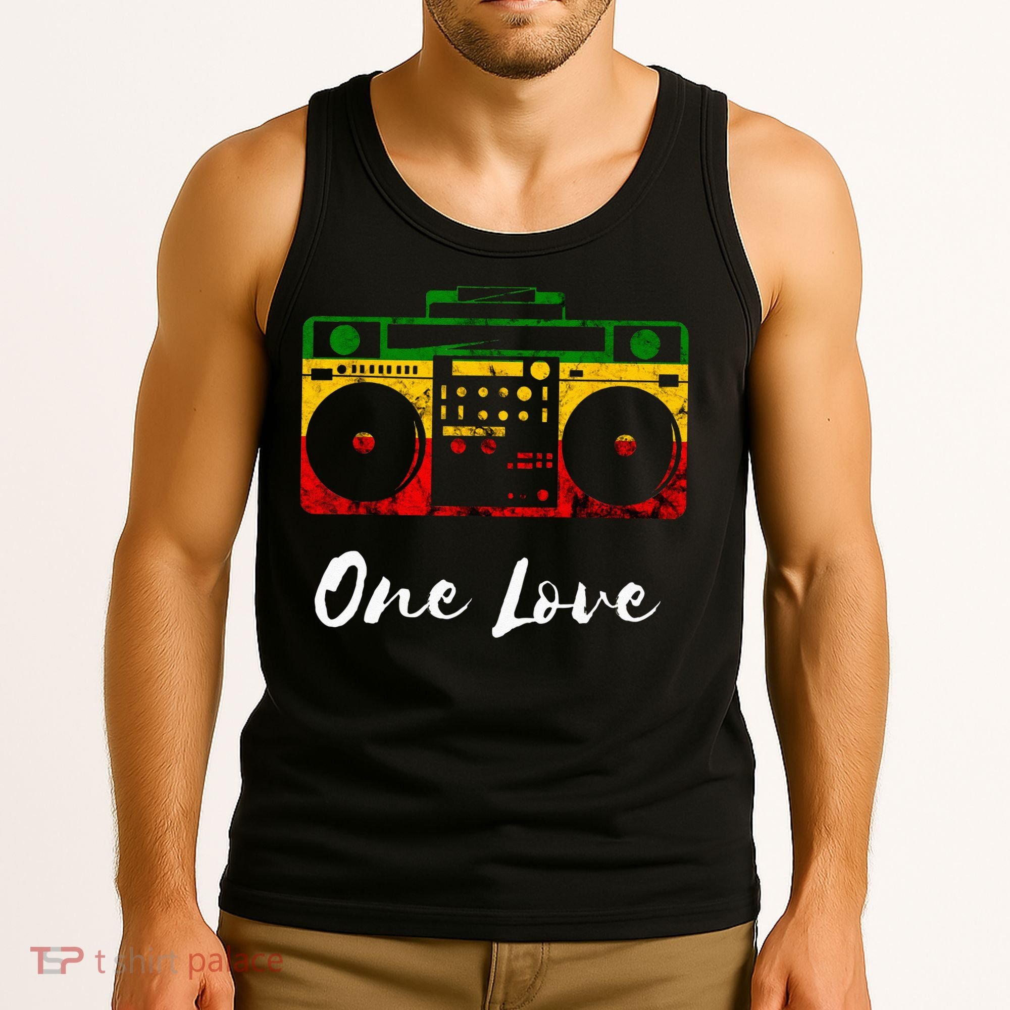 One Love Boombox Musicbox Rasta Reggae Music Rastafari Roots Tank Top