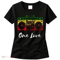 One Love Boombox Musicbox Rasta Reggae Music Rastafari Roots Women's T-Shirt thumb 0