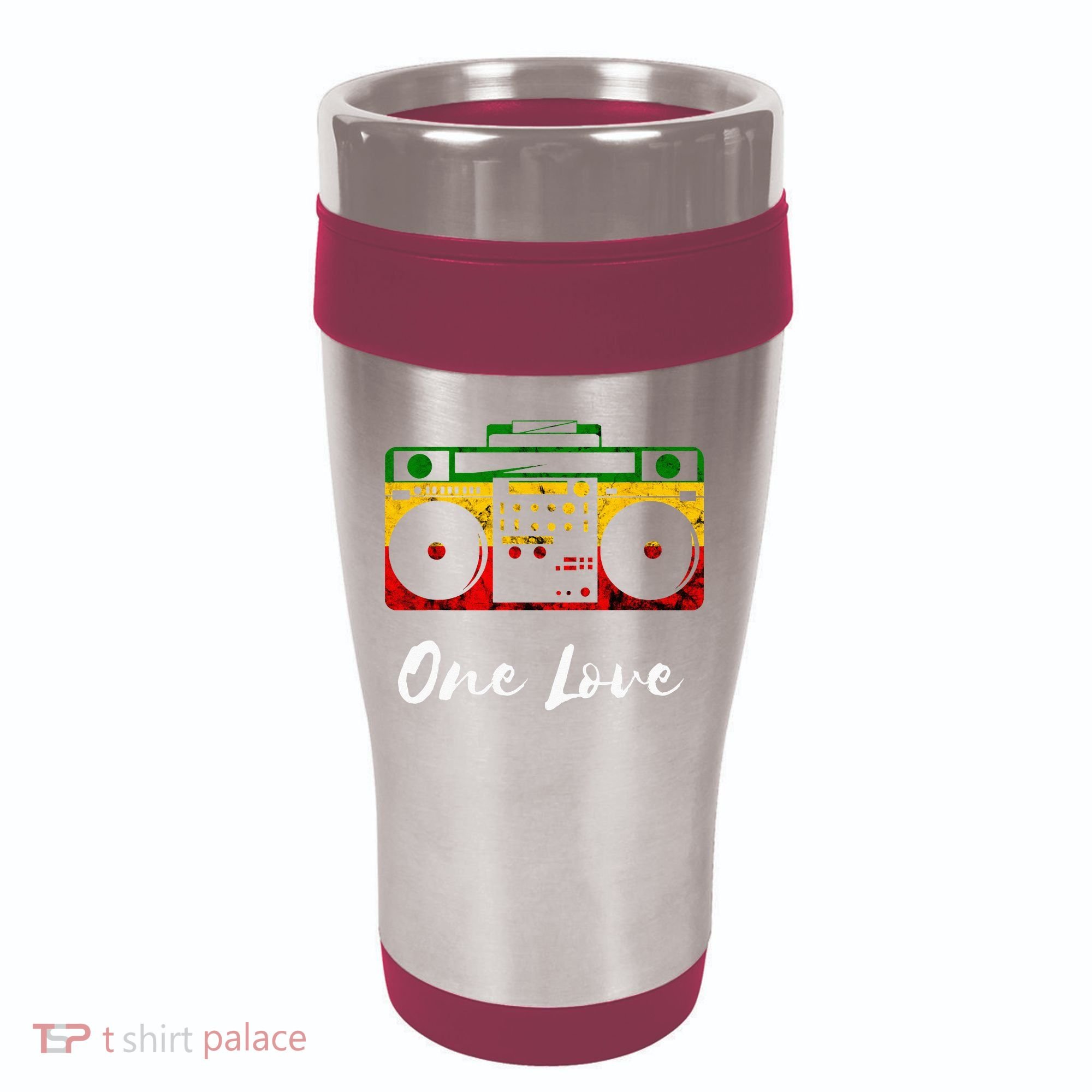 One Love Boombox Musicbox Rasta Reggae Music Rastafari Roots 16oz Travel Tumbler