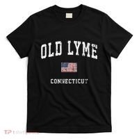 Old Lyme Connecticut Ct Vintage American Flag Sports T-Shirt thumb 0
