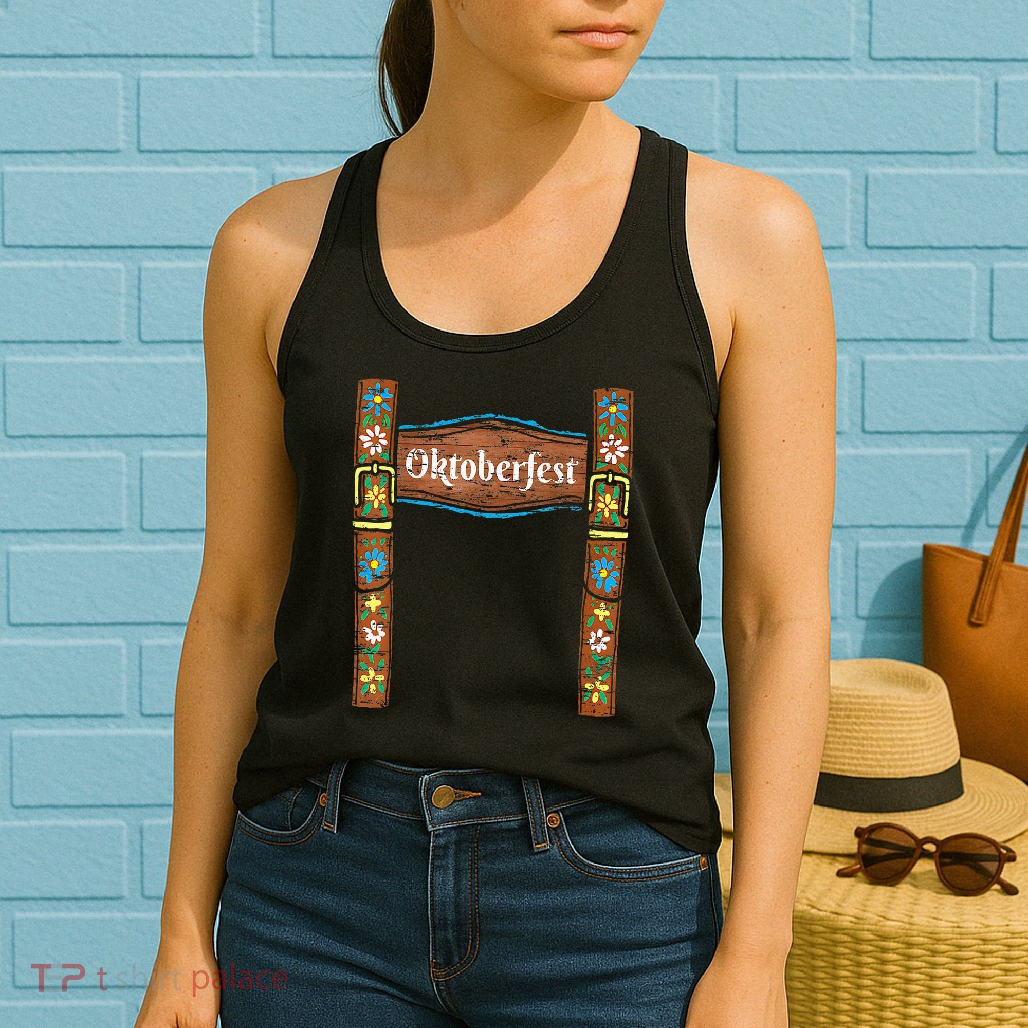 Oktoberfest Lederhosen Costume Cute German Bavarian Women's Tank Top