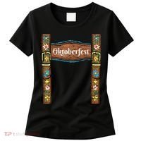 Oktoberfest Lederhosen Costume Cute German Bavarian Women's T-Shirt thumb 0