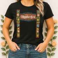 Oktoberfest Lederhosen Costume Cute German Bavarian Women's T-Shirt thumb 2