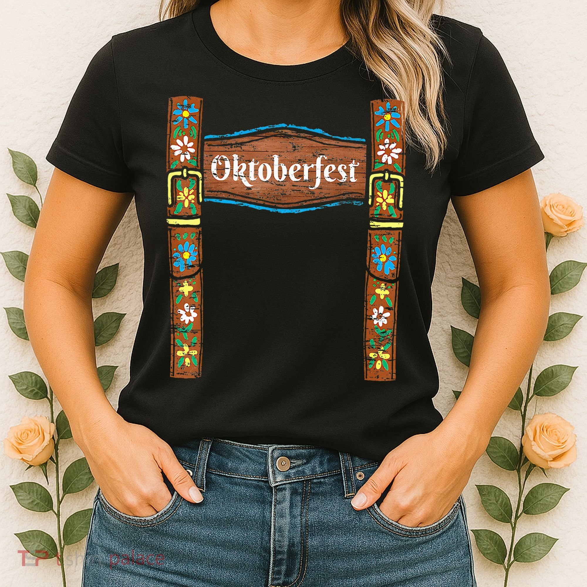 Oktoberfest Lederhosen Costume Cute German Bavarian Women's T-Shirt