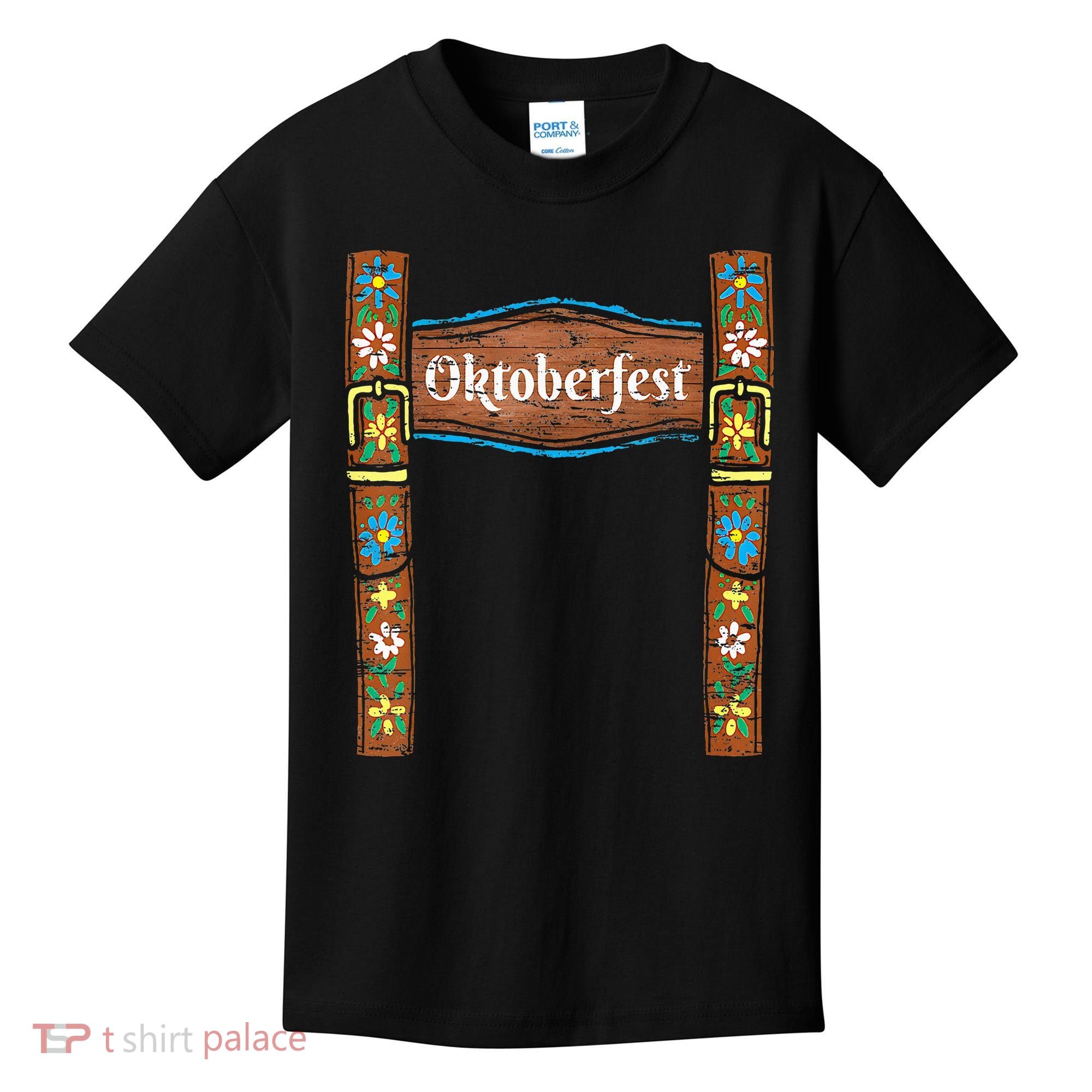 Oktoberfest Lederhosen Costume Cute German Bavarian Kids T-Shirt