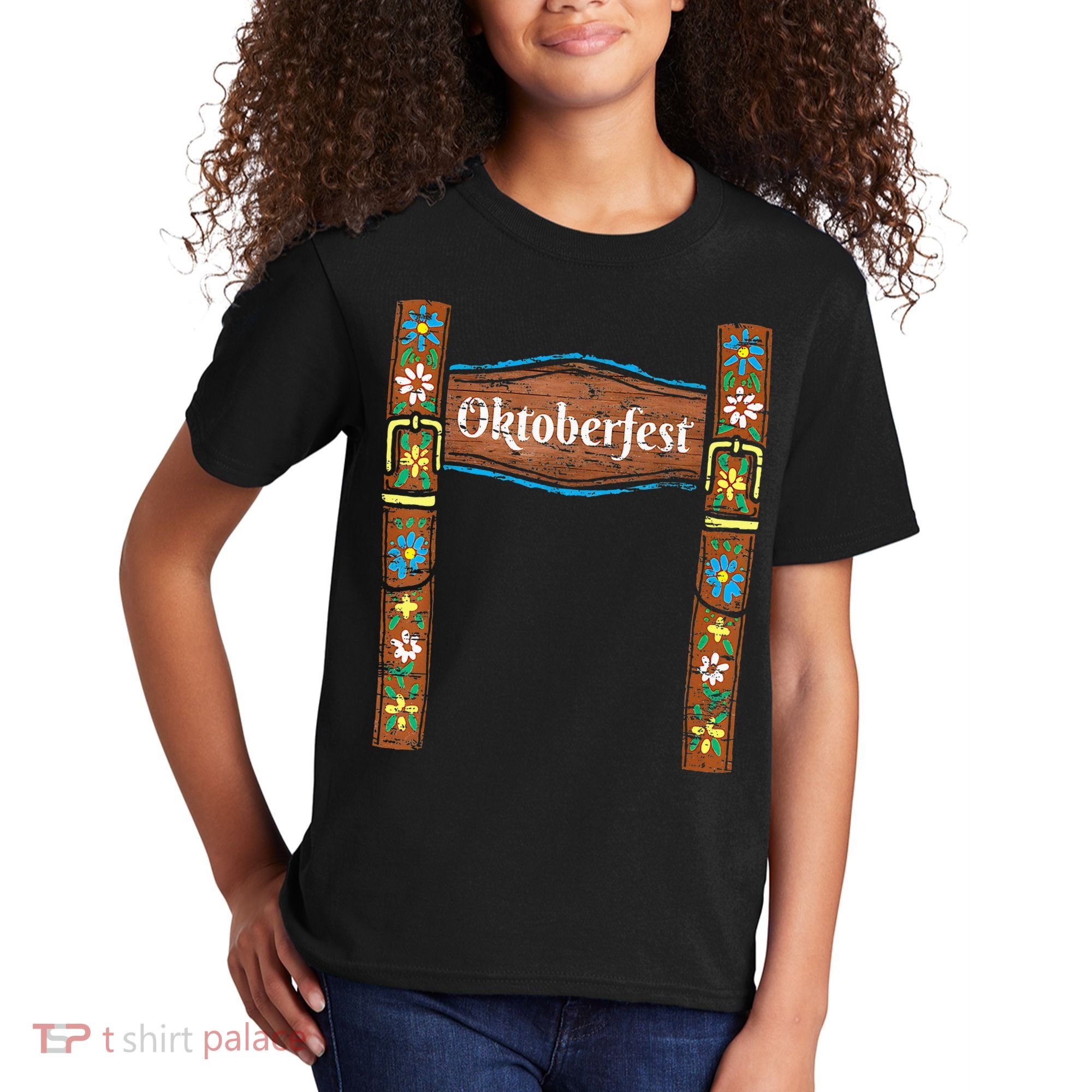 Oktoberfest Lederhosen Costume Cute German Bavarian Kids T-Shirt