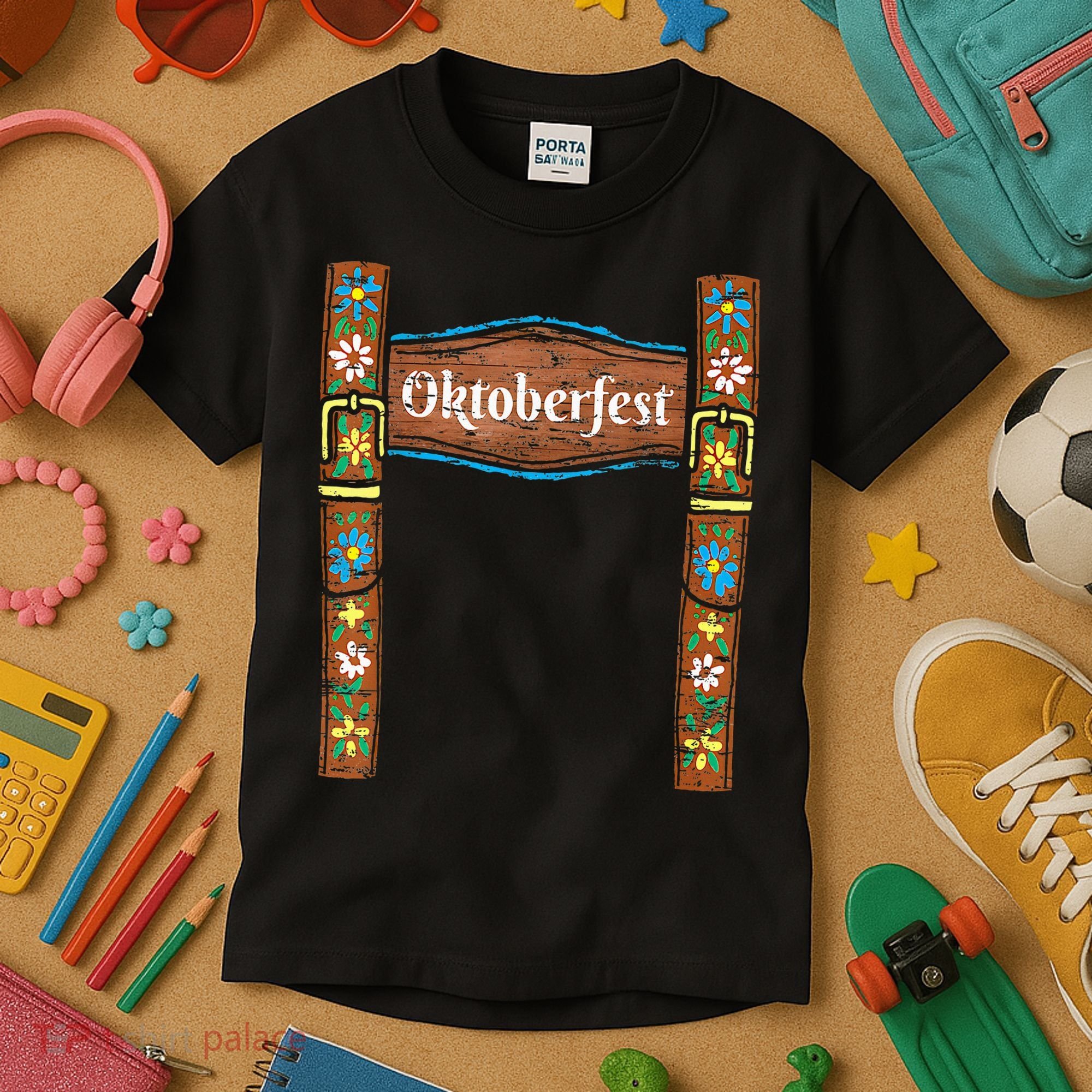 Oktoberfest Lederhosen Costume Cute German Bavarian Kids T-Shirt
