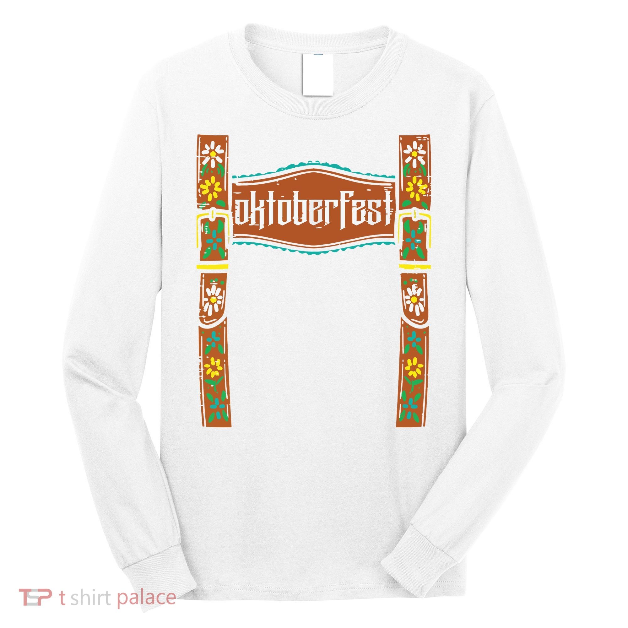 Oktoberfest Lederhosen Costume Cute German Bavarian Long Sleeve Shirt