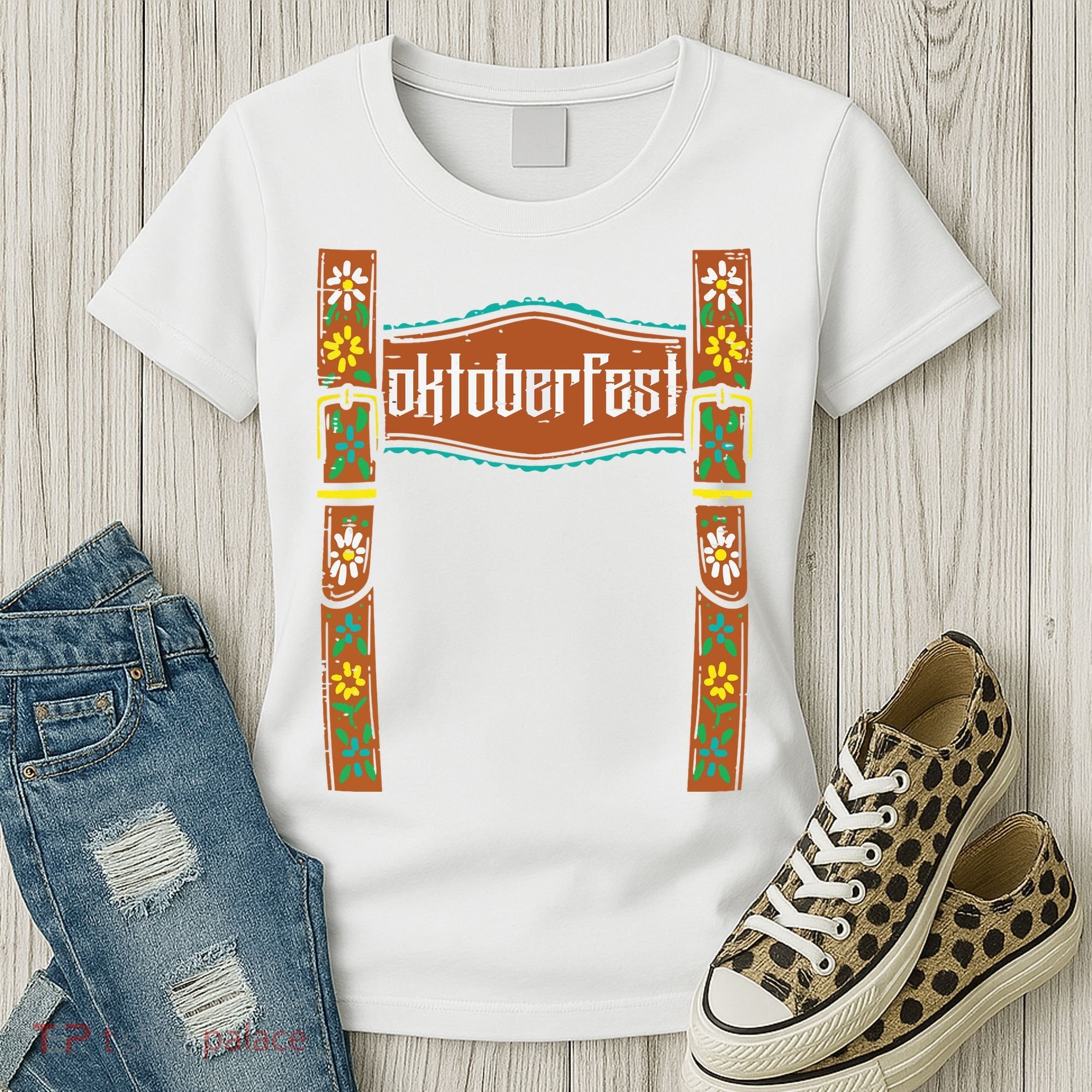 Oktoberfest Lederhosen Costume Cute German Bavarian Women's T-Shirt