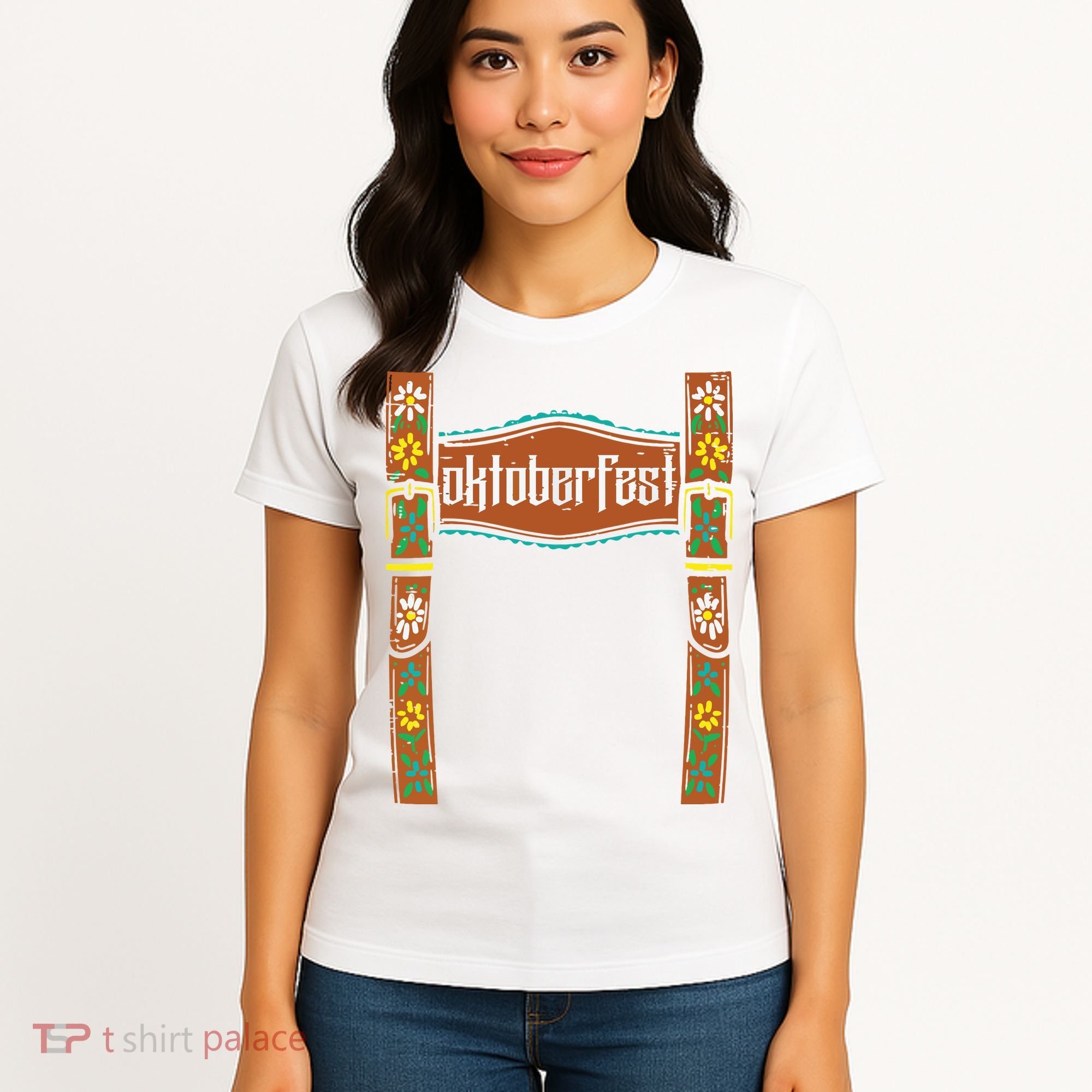 Oktoberfest Lederhosen Costume Cute German Bavarian Women's T-Shirt