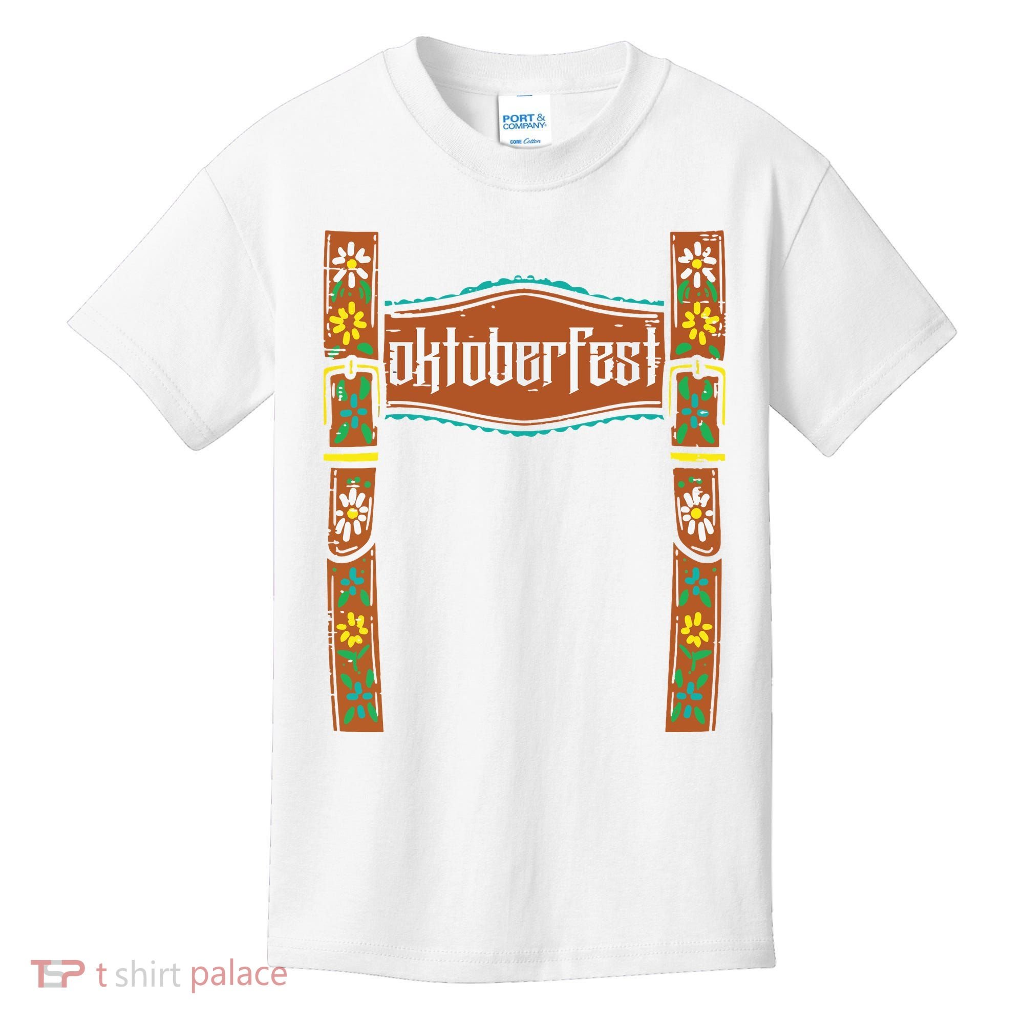 Oktoberfest Lederhosen Costume Cute German Bavarian Kids T-Shirt