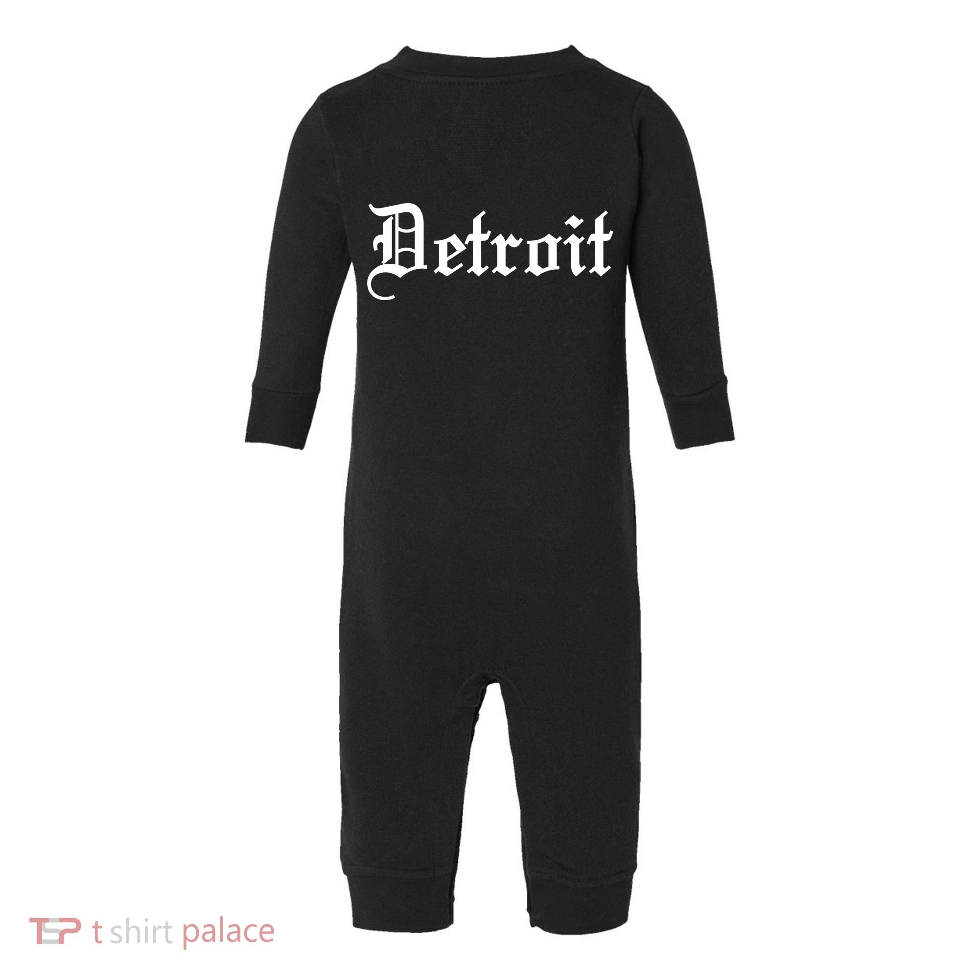 Old English Detroit D Michigan Logo Infant Fleece One Piece