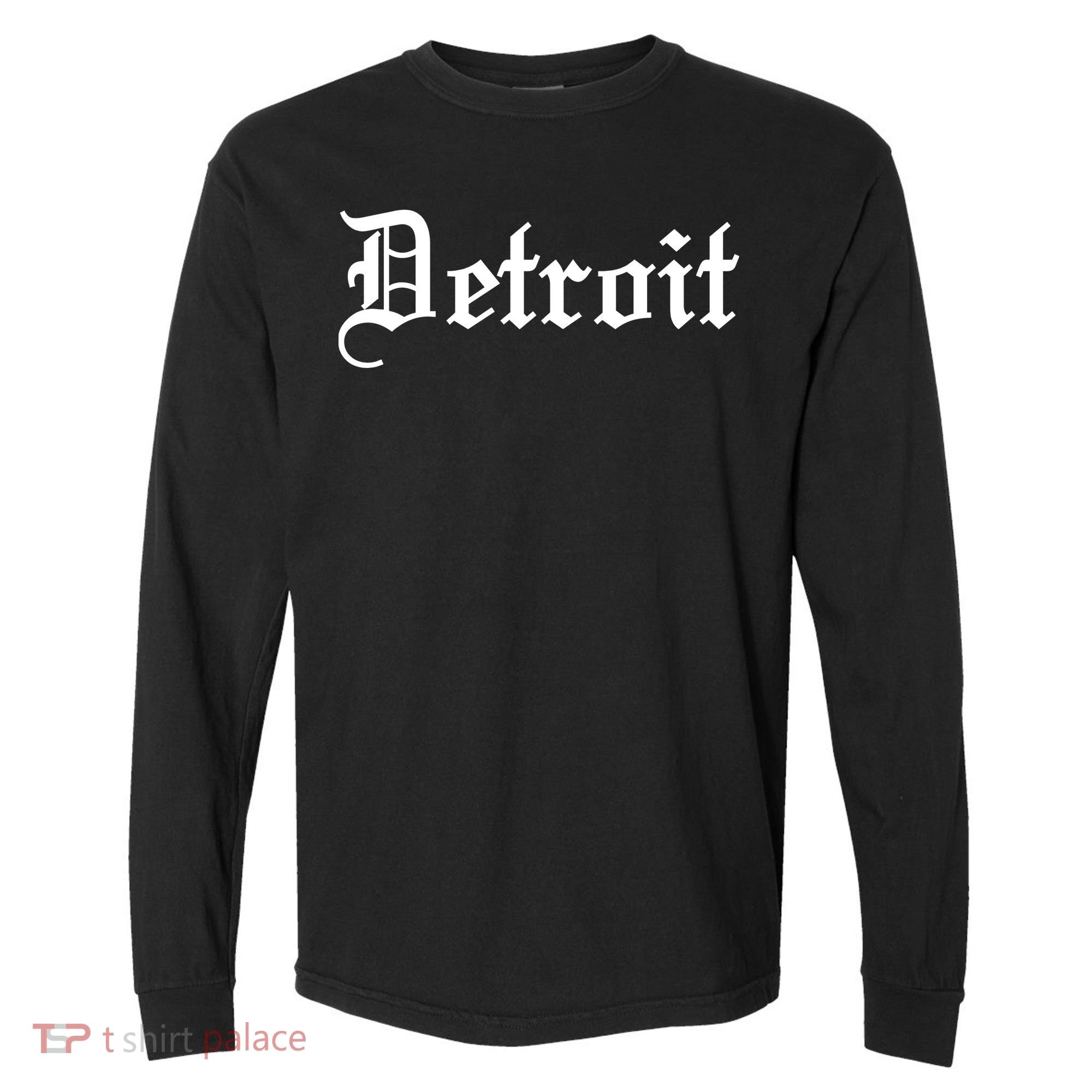 Old English Detroit D Michigan Logo Comfort Colors Heavyweight Long Sleeve T-Shirt
