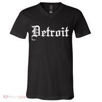 Old English Detroit D Michigan Logo V-Neck T-Shirt thumb 0