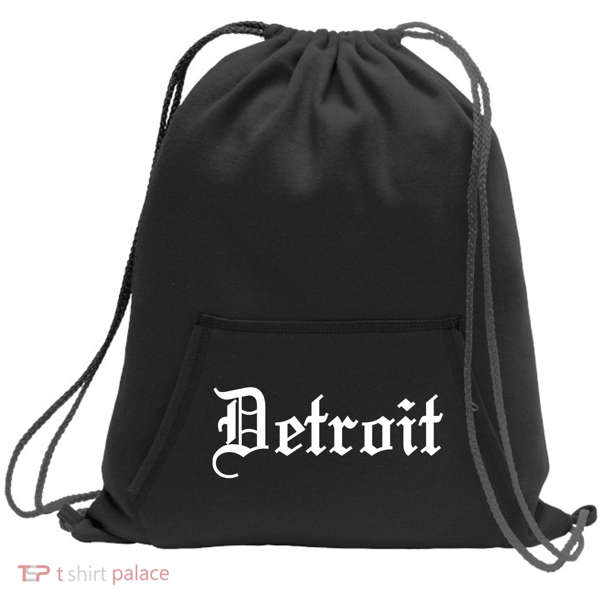 Old English Detroit D Michigan Logo Sweatshirt Cinch Pack Bag