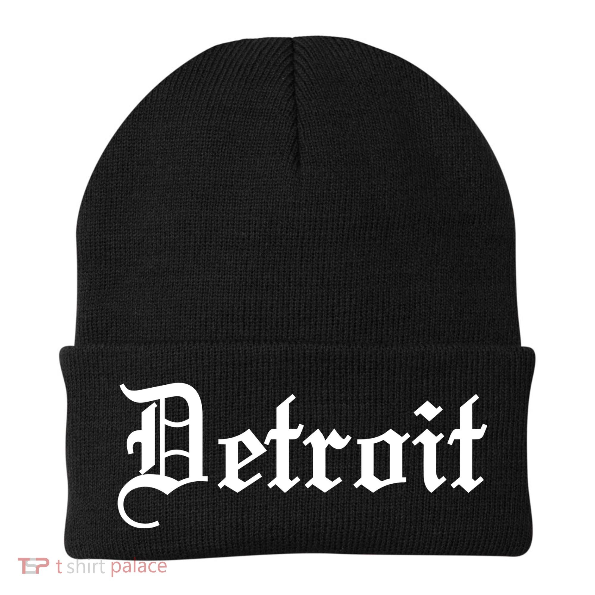 Old English Detroit D Michigan Logo Beanie