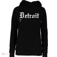 Old English Detroit D Michigan Logo Womens Funnel Neck Pullover Hood thumb 0
