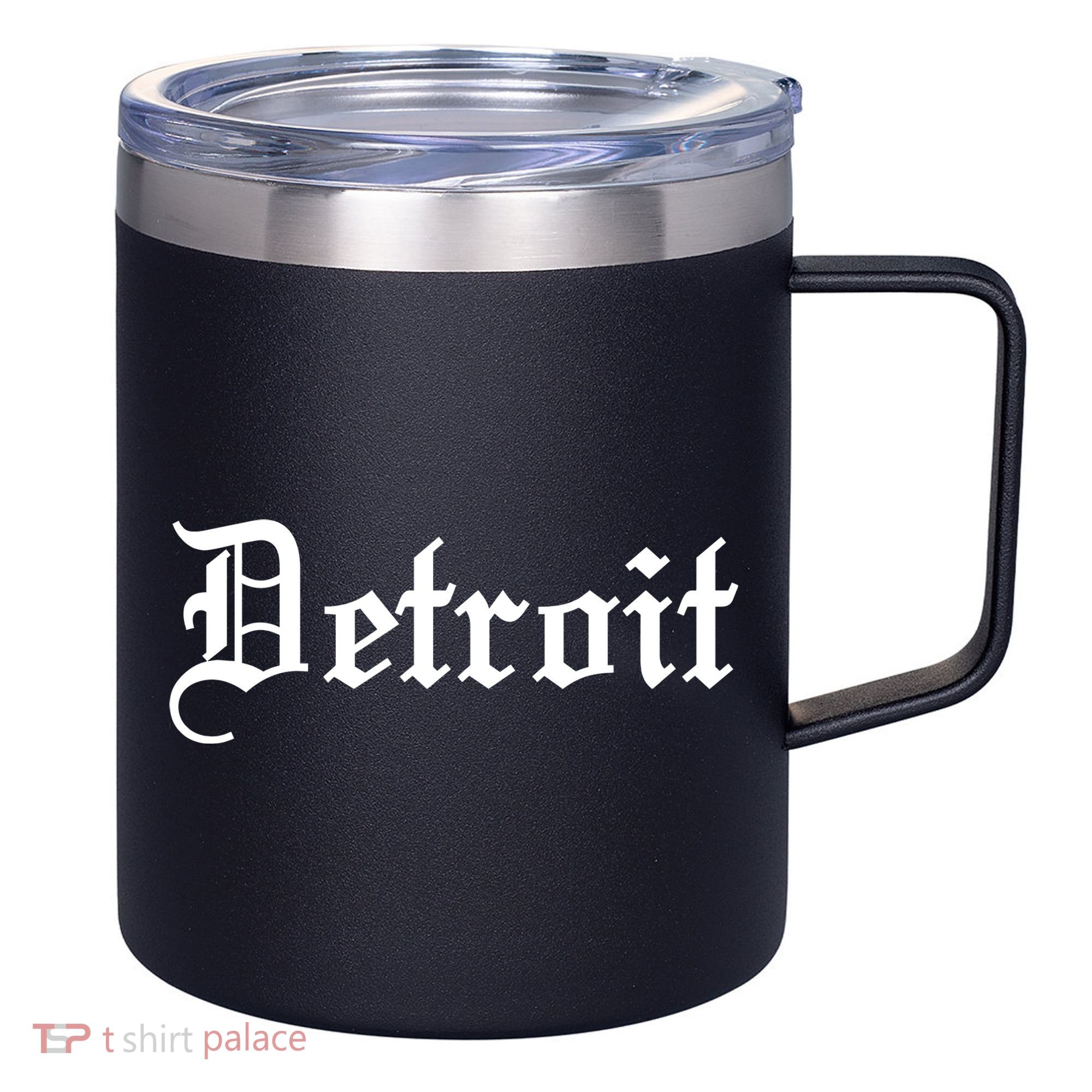 Old English Detroit D Michigan Logo 12oz Stainless Steel Coffee Mug