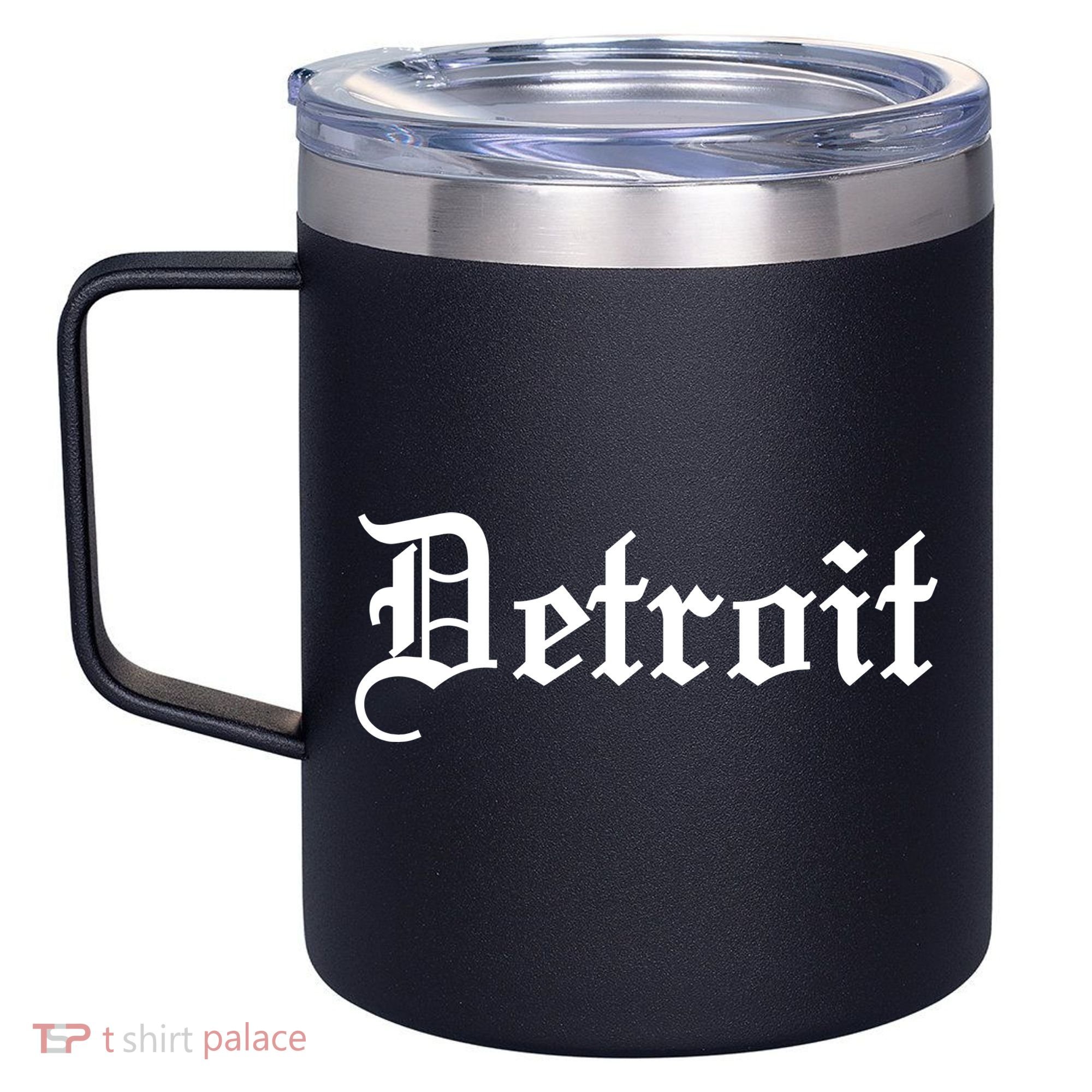Old English Detroit D Michigan Logo 12oz Stainless Steel Coffee Mug