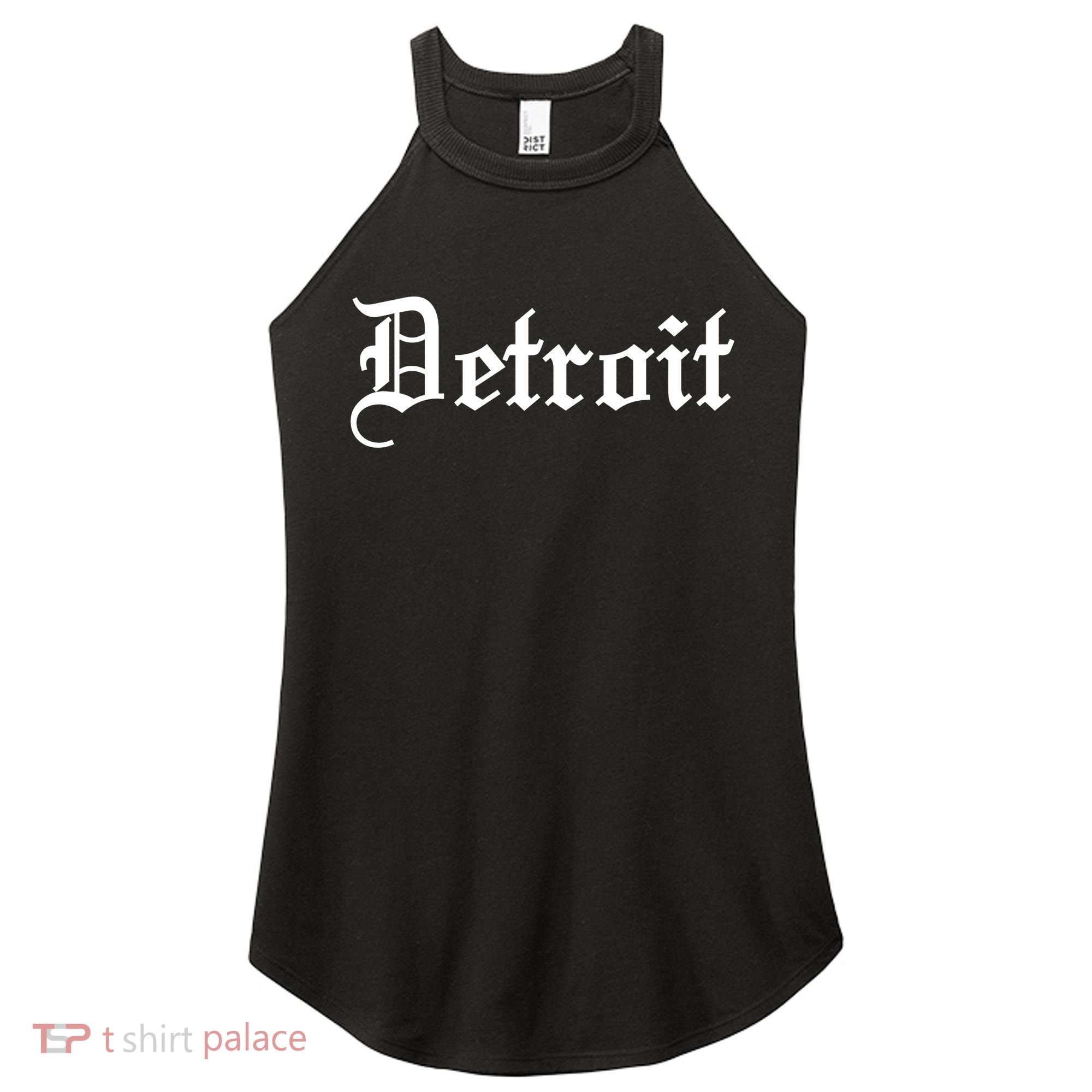 Old English Detroit D Michigan Logo Women's Perfect Tri Rocker Tank