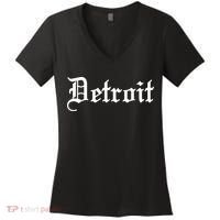 Old English Detroit D Michigan Logo Women's V-Neck T-Shirt thumb 0
