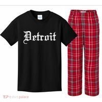 Old English Detroit D Michigan Logo Kids Plaid Pajama Set thumb 0