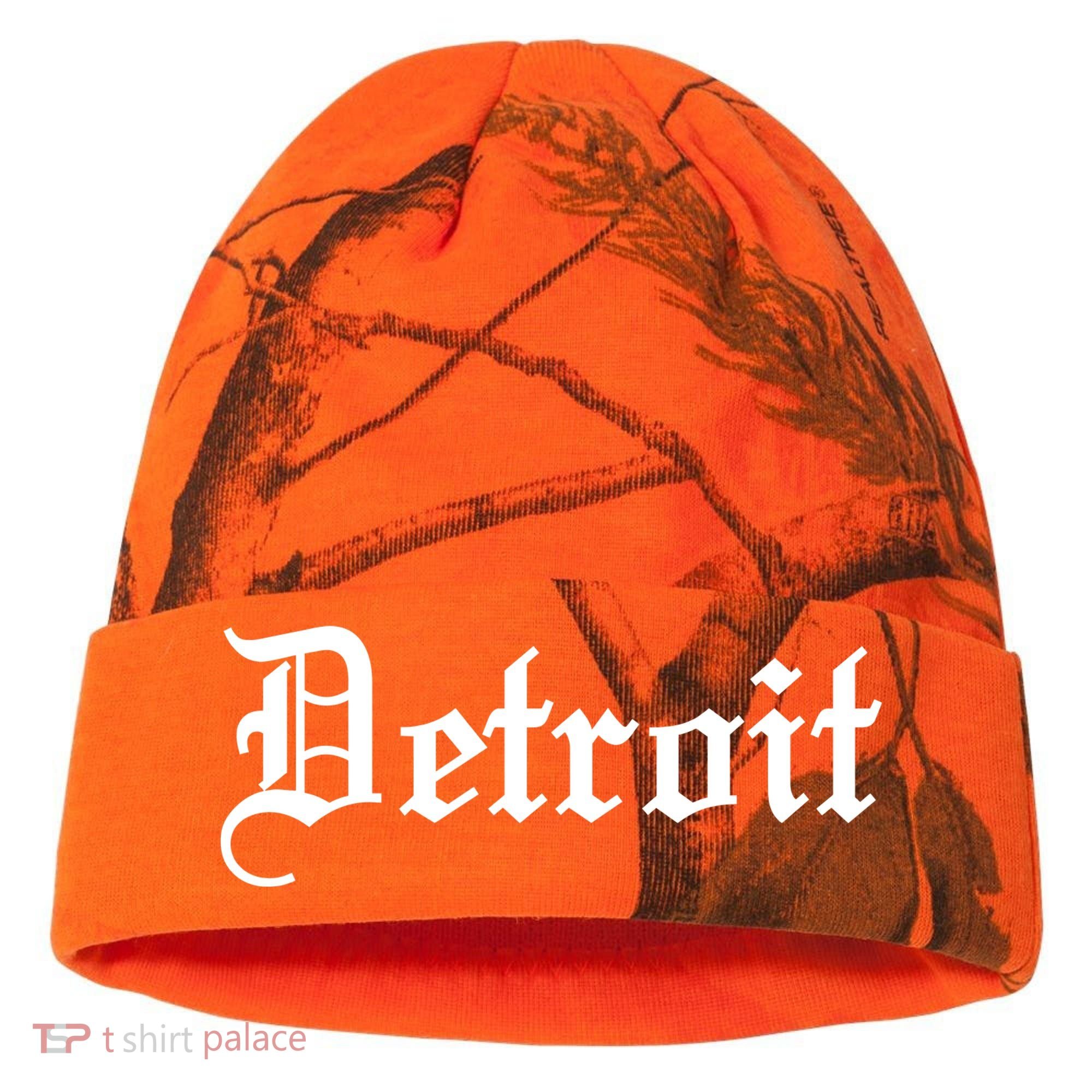 Old English Detroit D Michigan Logo Kati Licensed 12" Camo Cuffed Beanie