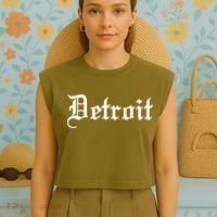 Old English Detroit D Michigan Logo Garment-Dyed Women's Muscle Tee thumb 4