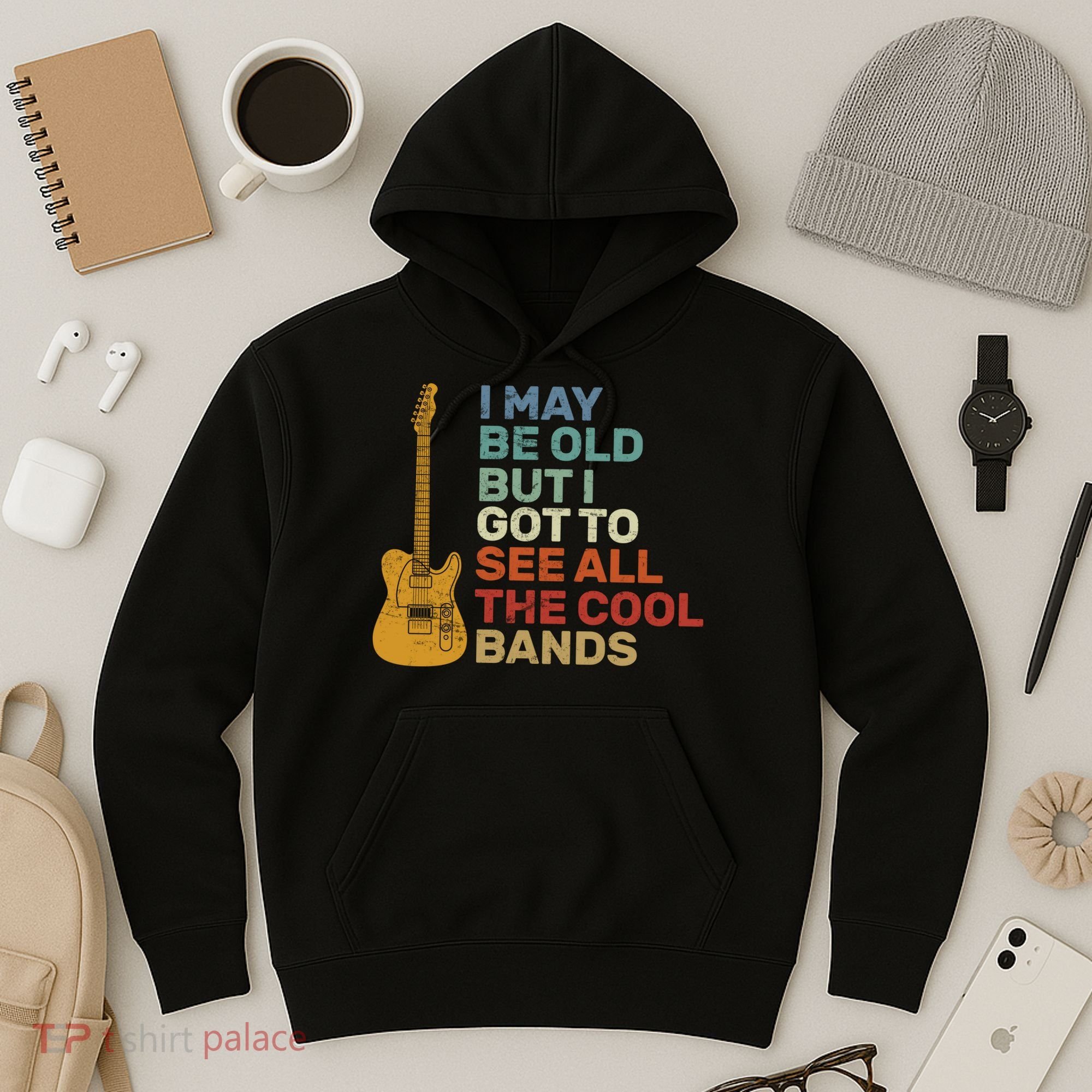 Old Guitarist The Cool Bands Hoodie