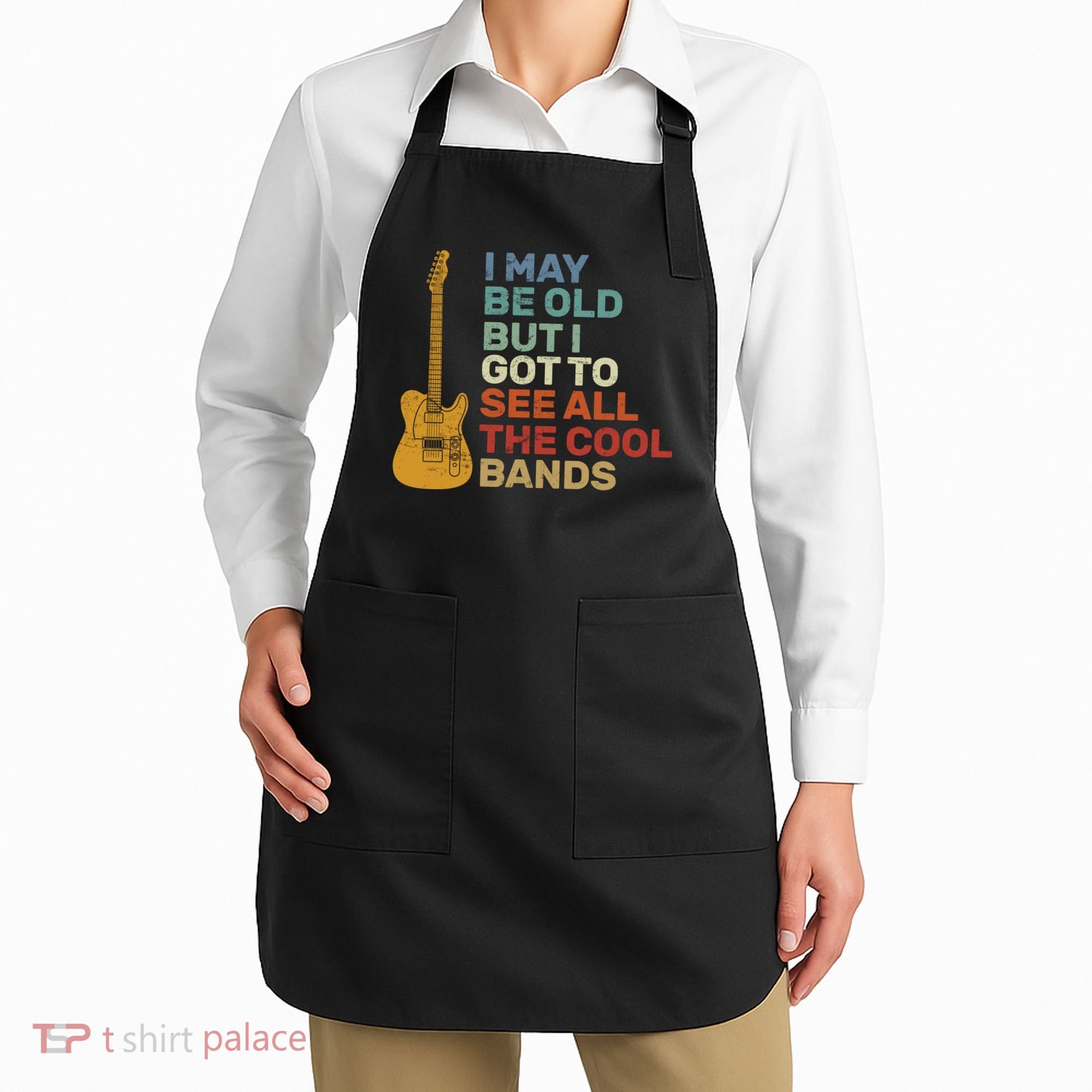 Old Guitarist The Cool Bands Apron