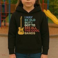 Old Guitarist The Cool Bands Kids Hoodie thumb 3